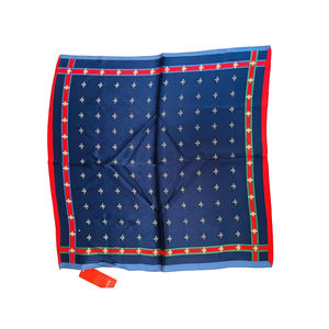 Changshousheng Pure Silk Scarf Bees Blue Red Gold Green 20-in square NWT